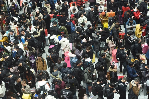 Passageiros Chineses Que Retornam Trabalho Ano Novo Lunar Chinês Também — Fotografia de Stock