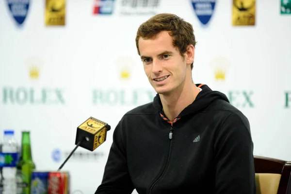 Andy Murray Storbritannien Lyssnar Vid Presskonferens 2012 Shanghai Rolex Masters — Stockfoto