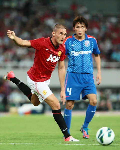 Federico Macheda Del Manchester United Izquierda Gotea Amistoso Partido Fútbol — Foto de Stock