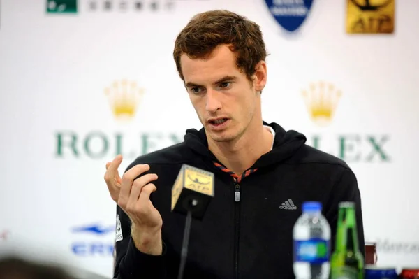Andy Murray Grã Bretanha Fala Uma Conferência Imprensa Torneio Tênis — Fotografia de Stock