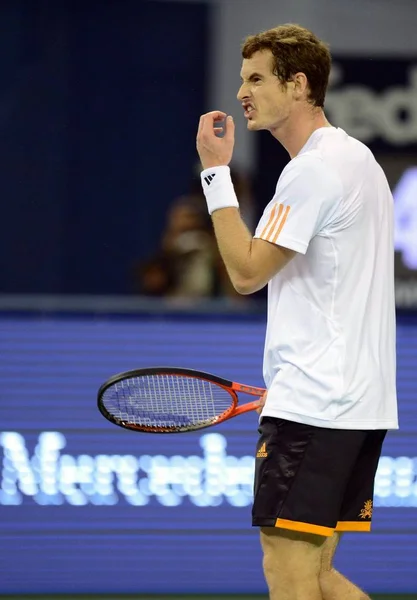Andy Murray Gran Bretaña Reacciona Mientras Compite Contra Novak Djokovic — Foto de Stock