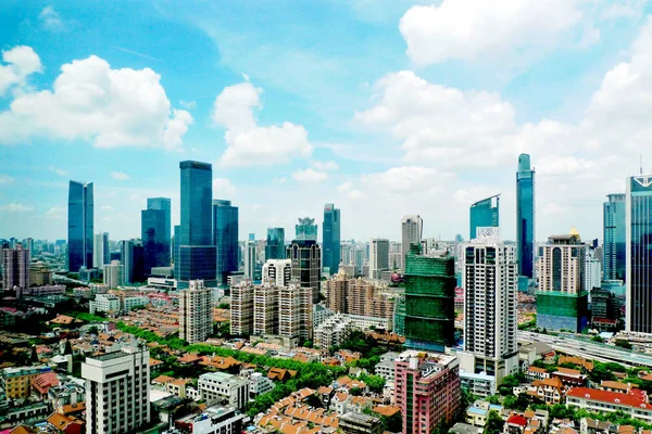 Skyline Puxi Med Gamle Huse Moderne Skyskrabere Højhuse Shanghai Kina - Stock-foto