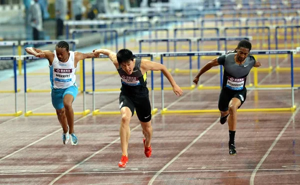 Liu Xiang China Vence 110 Metros Masculino Obstáculo Evento Com — Fotografia de Stock