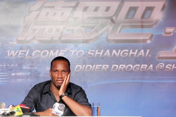 Centrocampista Del Chelsea Didier Drogba Partecipa Una Conferenza Stampa Dello — Foto Stock