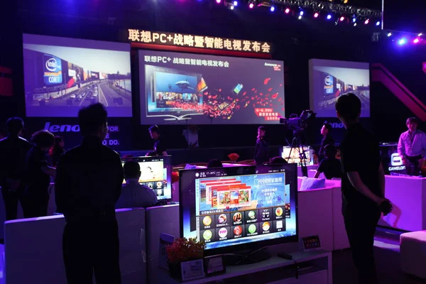 Вид Церемонию Запуска Смарт Телевизора Lenovo Пекине Китай Мая 2012 — стоковое фото