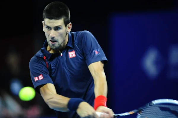 Novak Djokovic Sérvia Retorna Tiro Contra Carlos Berlocq Argentina Segunda — Fotografia de Stock