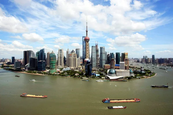 Pohled Centrální Obchodní Oblast Lujiazui Šanghaji Čína Červenec 2012 — Stock fotografie