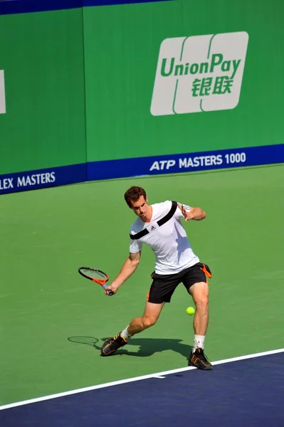 苏格兰的安迪 穆雷参加了为2012年10月8日在中国上海举行的2012年上海劳力士大师网球锦标赛做准备的训练课 — 图库照片