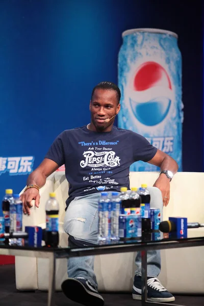 Didier Drogba Shanghai Shenhua Guarda Evento Promozionale Conferenza Stampa Pepsico — Foto Stock