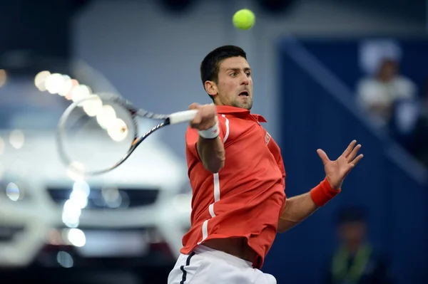 Novak Djokovic Serbie Retourne Tir Contre Andy Murray Grande Bretagne — Photo