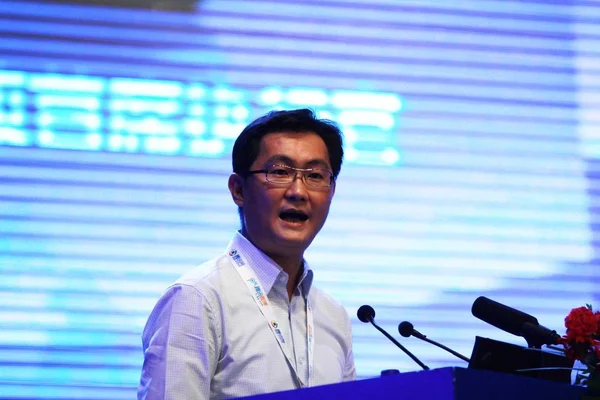 Pony Ordförande Och För Tencent Levererar Ett Tal China Internet — Stockfoto