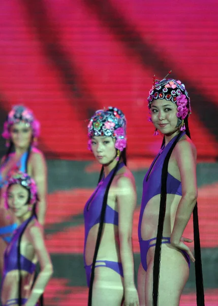 Competidores Vestidos Biquíni Concurso Local Miss Bikini International 2012 Realizam — Fotografia de Stock