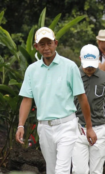 Ator Chinês Wang Zhiwen Esquerda Olha Durante Torneio Golfe Mission — Fotografia de Stock