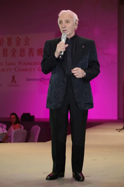 National Treasure Singer France Charles Aznavour Performs Shanghai Soong Ching — Stock Photo, Image