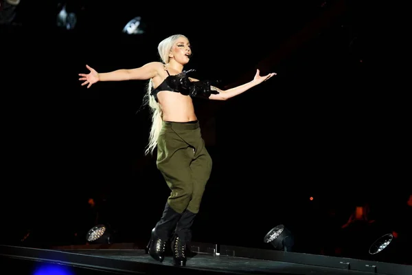 American Singer Lady Gaga Performs Concert Born Way Ball Hong — Stock Photo, Image