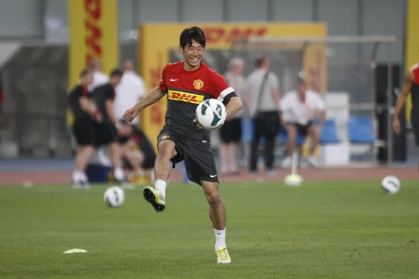 Shinji Kagawa Manchester United Zachycen Během Lekce Výcviku Připravit Pro — Stock fotografie