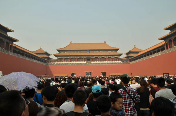 Turistler Yasak Şehir Ulusal Gün Tatil Sırasında Pekin Çin Ekim — Stok fotoğraf