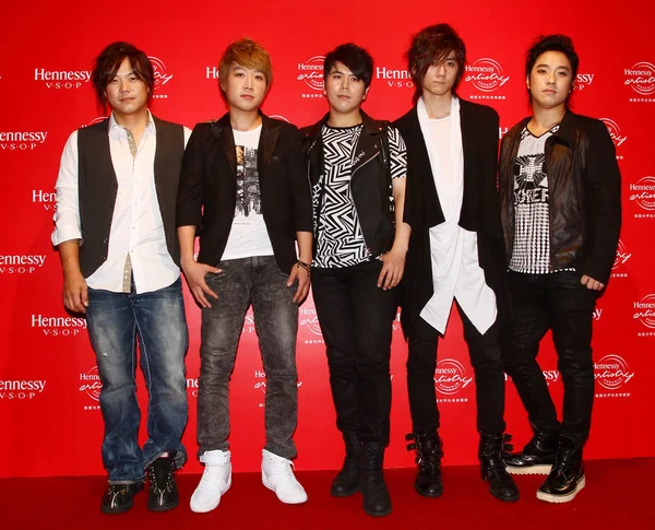 Membros Banda Sul Coreana Rock Clássico Nemesis Posam Antes Concerto — Fotografia de Stock