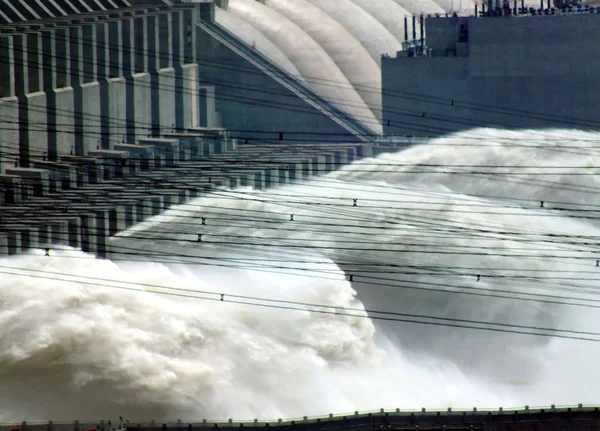 Floodwaters Van Yangtze Rivierstroom Uit Van Three Gorges Dam Yichang — Stockfoto