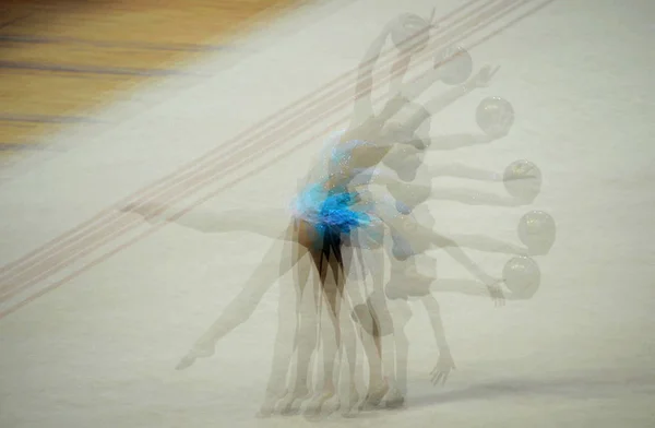 Gymnast Competes 2012 Chinese Rhythmic Gymnastics Championships Yangzhou City East — Stock Photo, Image