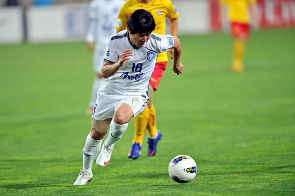 Zheng Chinas Tianjin Teda Gotea Contra Corea Del Sur Seongnam — Foto de Stock