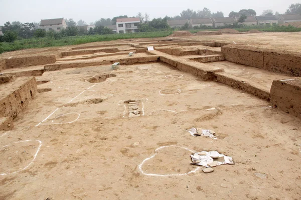Weergave Van Opgraving Site Van Liyang Graanschuur Die Teruggaat Tot — Stockfoto