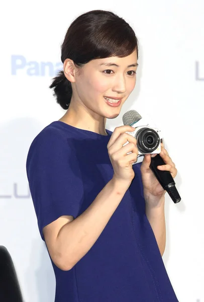 Japonská Herečka Haruka Ayase Mluví Během Panasonics Propagační Aktivity Tchaj — Stock fotografie