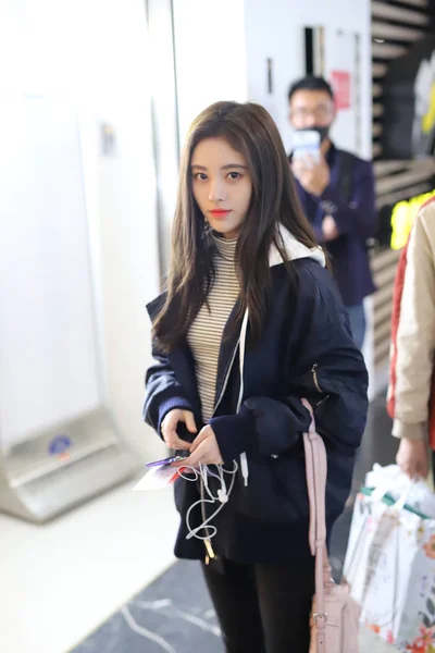 Chinese Singer Actress Jingyi Arrives Beijing Capital International Airport Departure — Stock Photo, Image