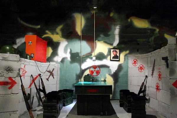 Intérieur Bar Thème Militaire Qui Était Ancien Siège Dirigeant Communiste — Photo