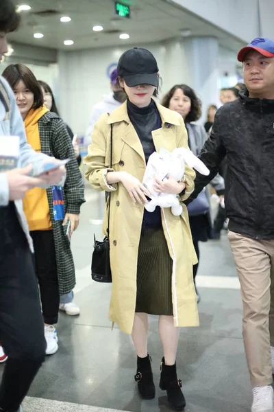South Korean Singer Actress Lee Eun Professionally Known Arrives Beijing — Stock Photo, Image