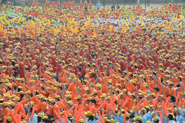 Studenten Verzamelen Een Stadium Van Shanxi Universiteit Vieren Dag Van — Stockfoto