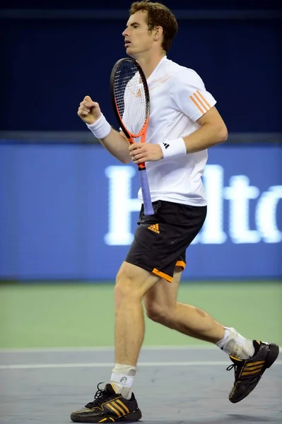 Andy Murray Gran Bretaña Celebra Después Anotar Contra Radek Stepanek — Foto de Stock