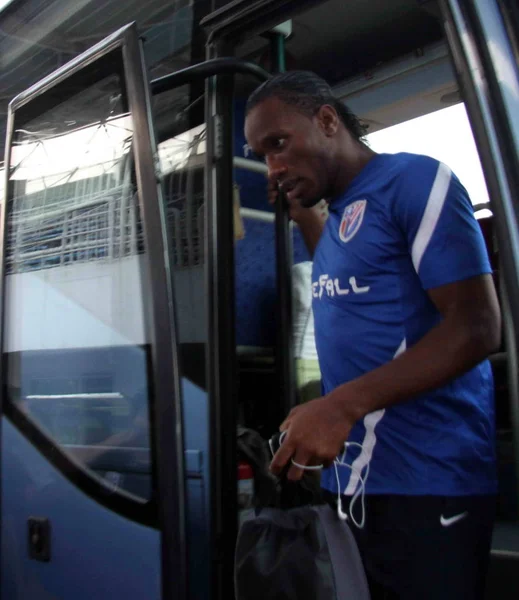 Shanghai Shenhuas Player Didier Drogba Pictured Training Lesson Prepare Chinese — Stock Photo, Image