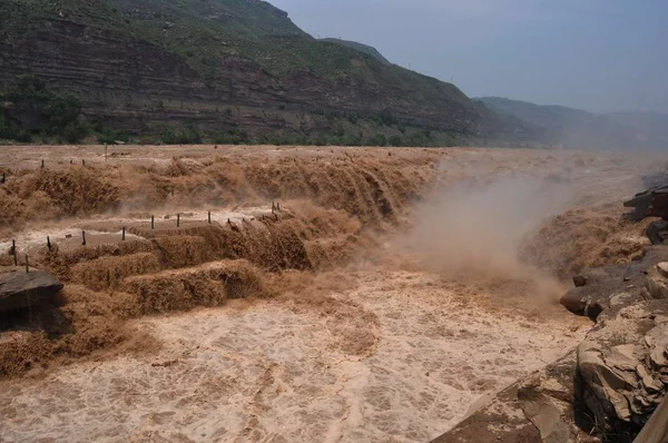 Widok Wodospad Hukou Prowincji Północna Prowincja Chinas Shanxi Lipca 2012 — Zdjęcie stockowe