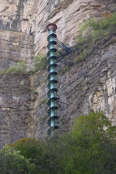 Vue Escalier Colimaçon Sur Montagne Taihang Dans Ville Linzhou Province — Photo