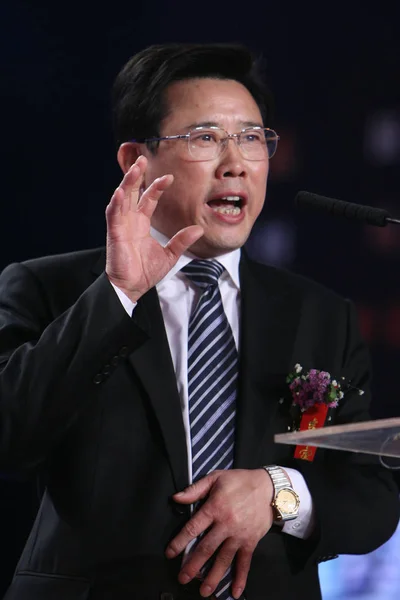 Liang Wengen Voorzitter Van Sany Group Spreekt 2005 Cctv Economische — Stockfoto