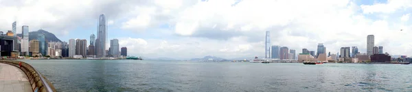 Panoramic View Victoria Harbor Hong Kong Island Kowloon Peninsula Hong — Stock Photo, Image