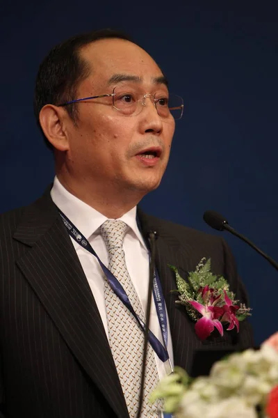 Zoomlion 重工業 ザーン Chunxin 代表取締役会長兼 Ceo グローバル Ceo 会議2012において 上海で10月30日2012にスピーチを行う — ストック写真