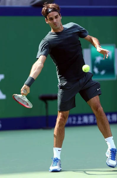 Roger Federer Suíça Participa Uma Sessão Treinamento Preparação Para Torneio — Fotografia de Stock