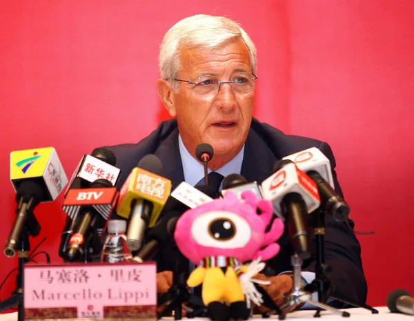 Entrenador Italiano Marcello Lippi Fotografiado Durante Una Conferencia Prensa Para — Foto de Stock