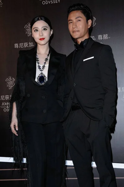 Chinese Actress Fan Bingbing Left Actor Chen Kun Pose Red — Stock Photo, Image