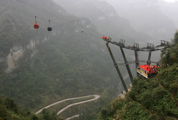 Vue Téléphérique Tianmen Shan Zhangjiajie Resort Dans Ville Zhangjiajie Province — Photo