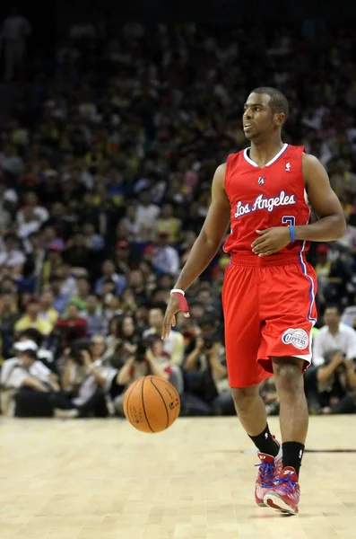 Chris Paul Los Angeles Clippers Dribla Contra Miami Heat Durante — Fotografia de Stock