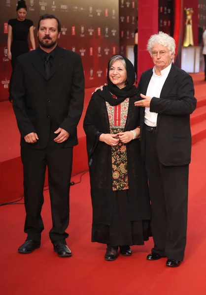 Jurymedlemmerne Fra Venstre Ungarsk Filmskaber Gyorgy Palfi Iransk Instruktør Rakhshan - Stock-foto