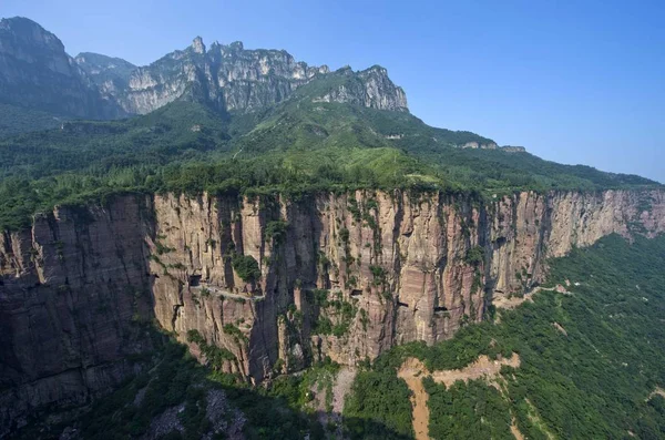 Veduta Del Tunnel Guoliang Nel Punto Panoramico Della Montagna Wanxian — Foto Stock