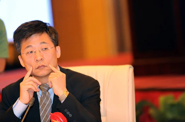 Cctv Internationell Kanal Anchorman Yang Rui Ses Konferens Xiamen City — Stockfoto