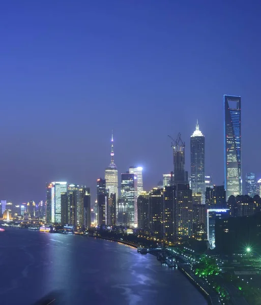 Éjszakai Kilátás Lujiazui Pénzügyi Negyed Pudong Shanghai Kína Április 2012 — Stock Fotó