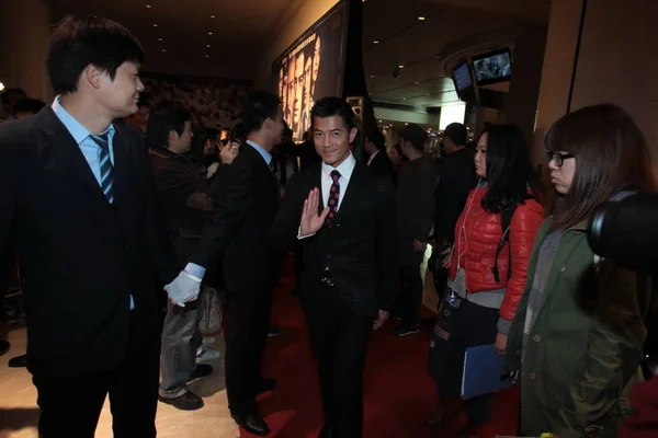 Hongkongi Énekes Színész Aaron Kwok Érkezik Premierjén Film Hidegháború Peking — Stock Fotó
