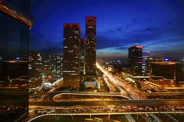 Night View Jianwai Soho Yintai Centre China World Trade Center — Stock Photo, Image