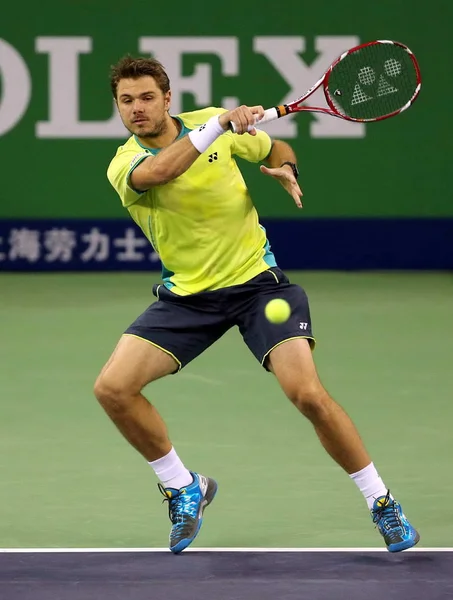 Stanislas Wawrinka Van Zwitserland Geeft Als Resultaat Een Schot Tegen — Stockfoto